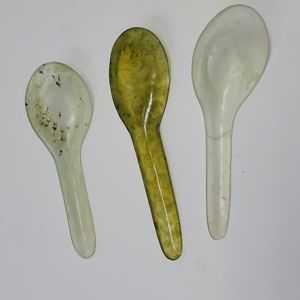 Three Jade Soup Spoons